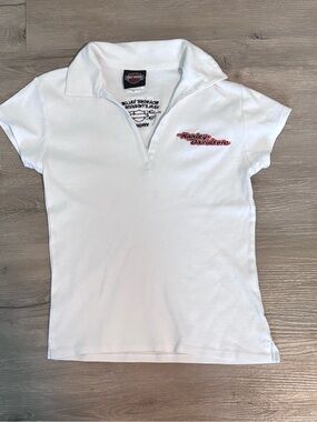 Roanoke Valley Virginia Harley Davidson Women’s White Polo Shirt | Small